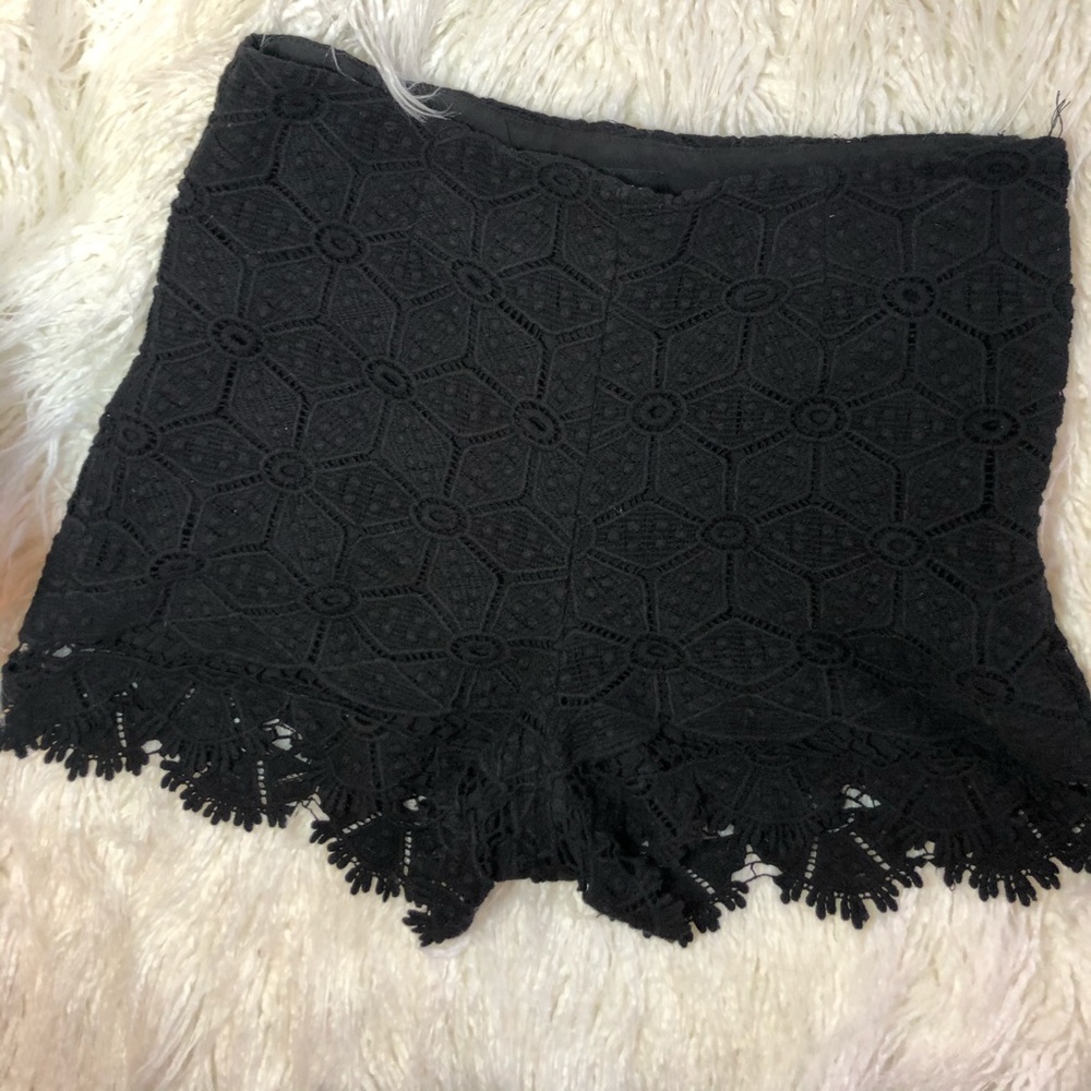 Black crochet knit shorts